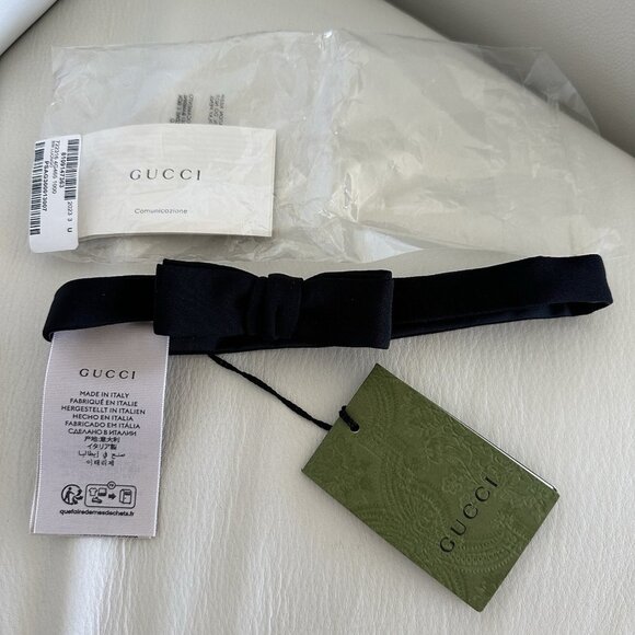 NWT GUCCI SILK BOW TIE BLACK 722316 Bow Tie Mens - Picture 11 of 11